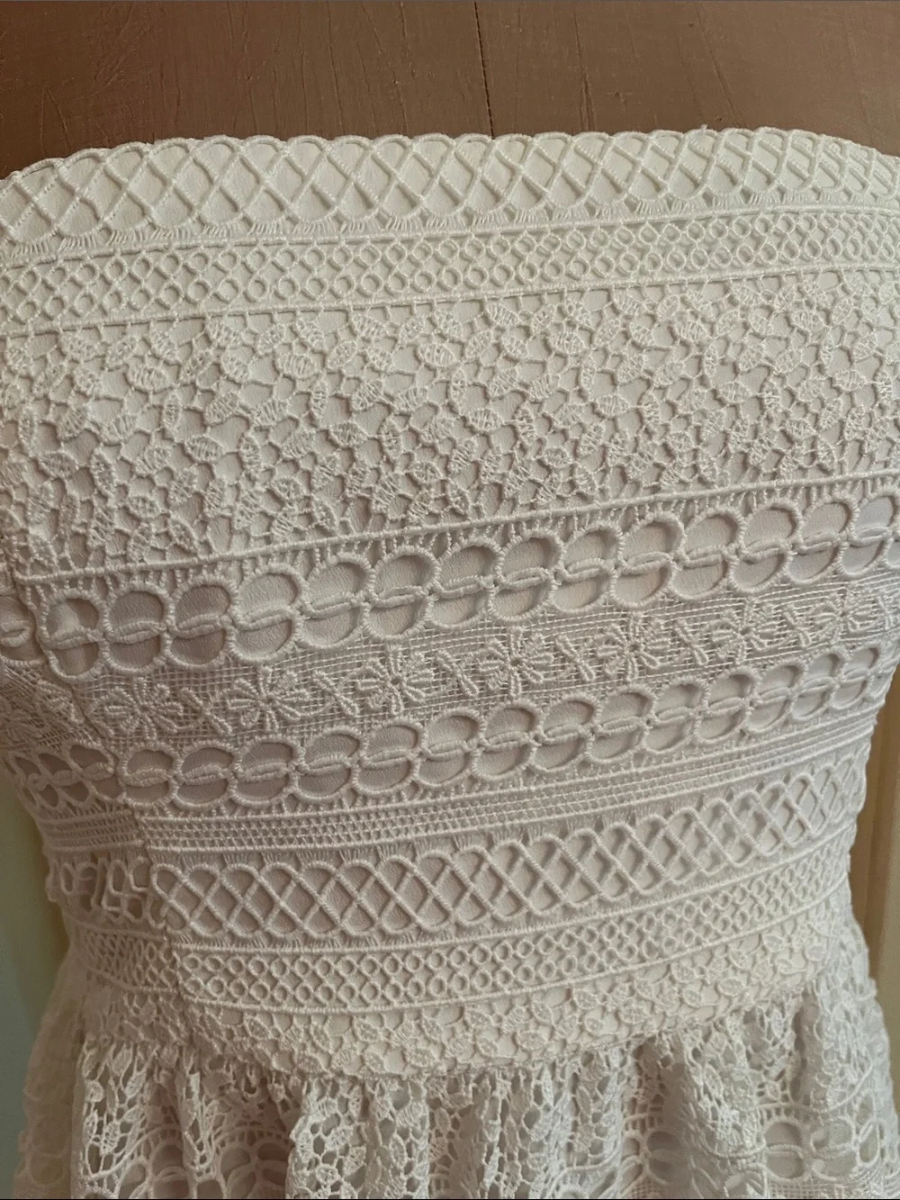 J. CREW NWT Stanbury Party Bridal Open Crochet Lace Strapless Ecru Midi Dress 6